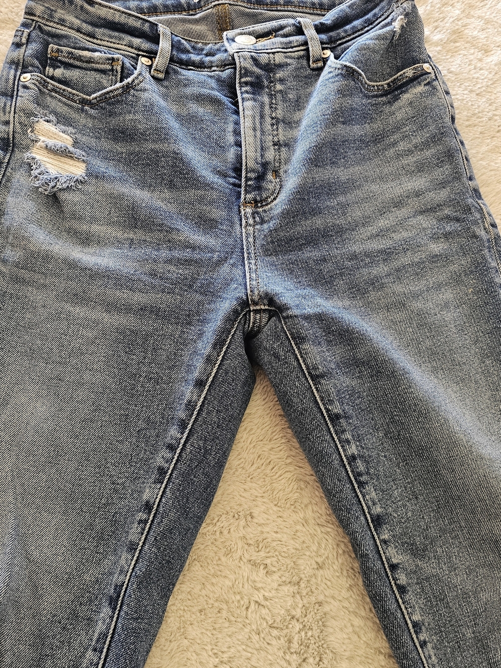 LOFT Womens High Waist Straight Leg Distressed Blue Jeans Size 2